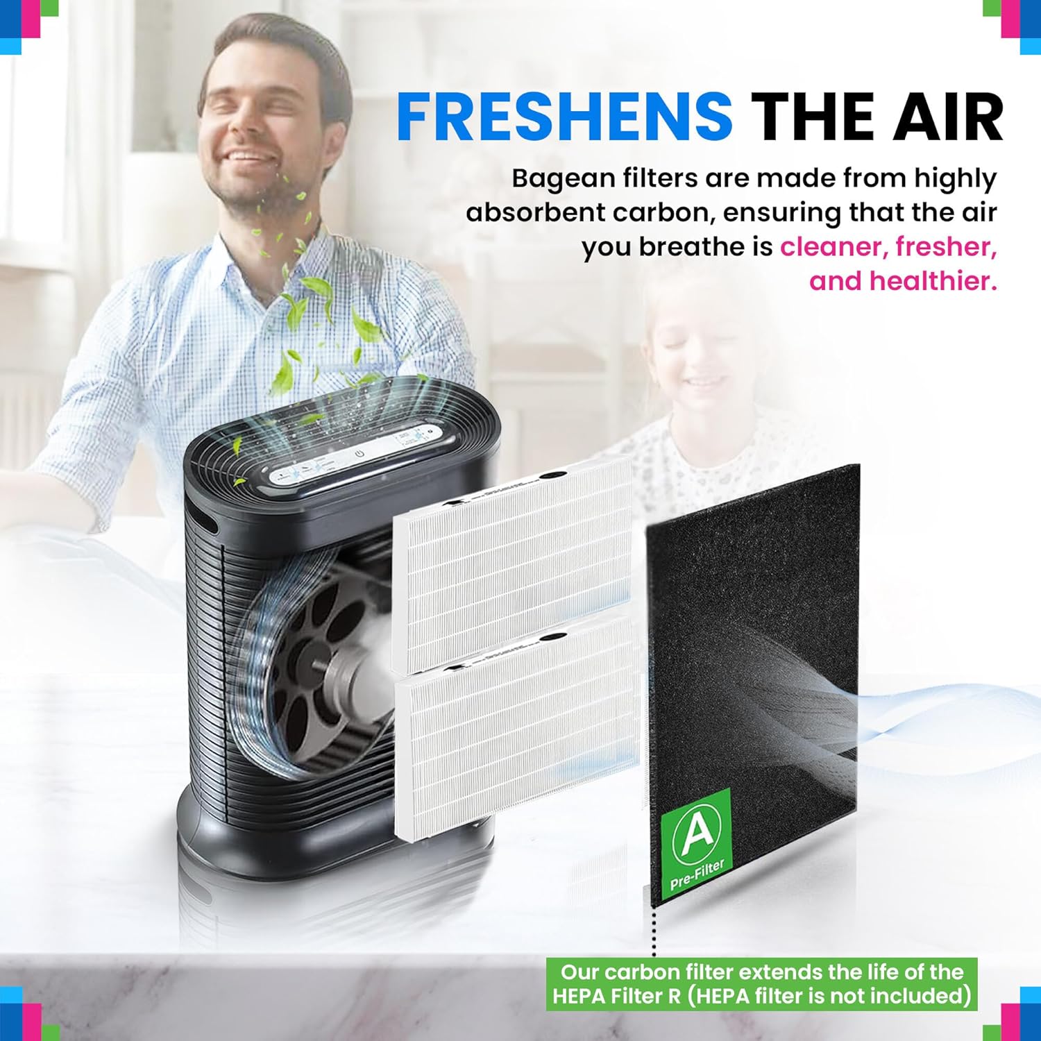 Bagean HPA200 Carbon Pre Filter A Compatible with Honeywell Air Purifier Filter Replacement - Fits HPA200 HPA5200 HPA5250 Series - Activated Prefilter A Absorbs Odor & Filters Freshen the Home (8-Pk)