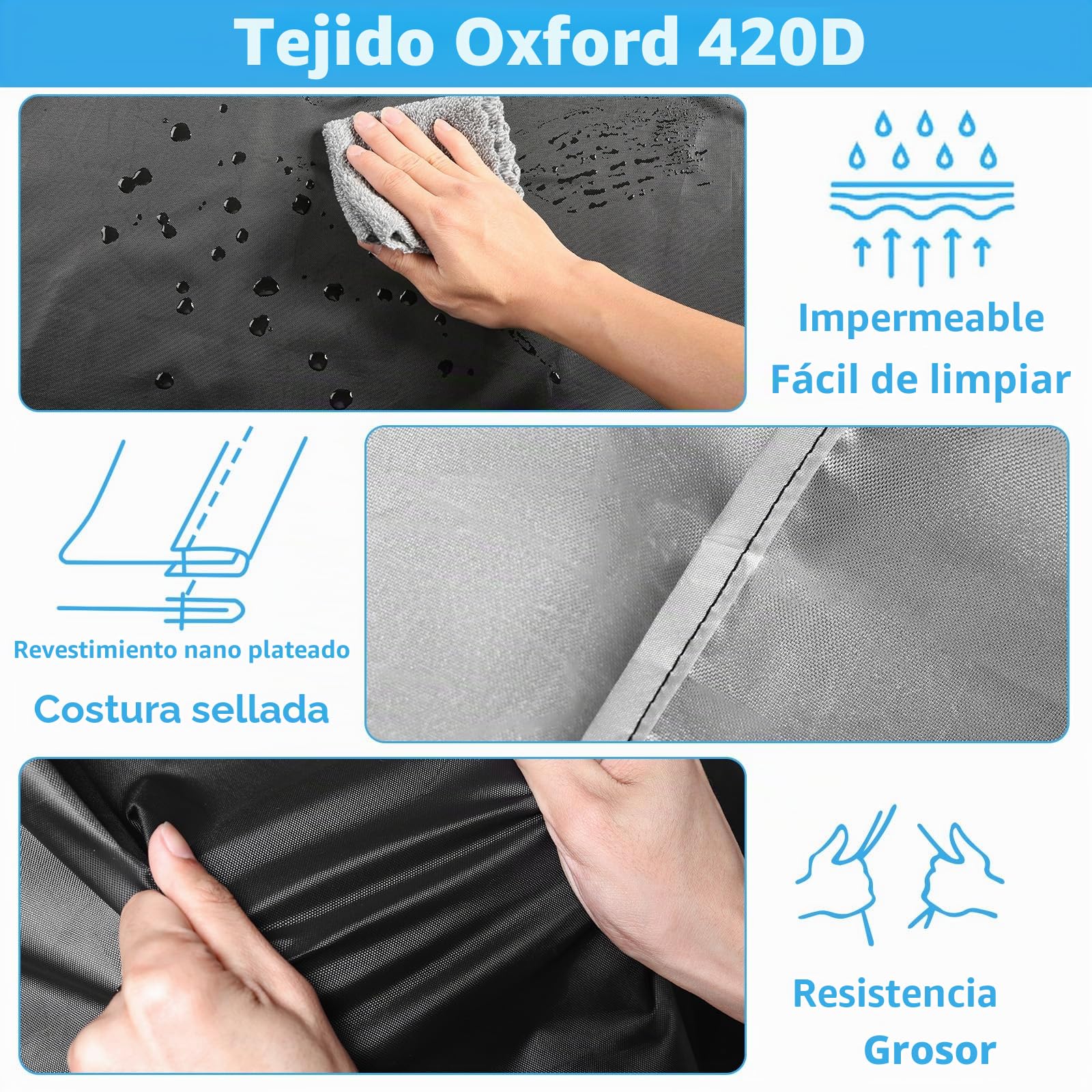 Columpio de jardín 420D Oxford cubierta impermeable (216 cm x 127 cm x 168 cm)