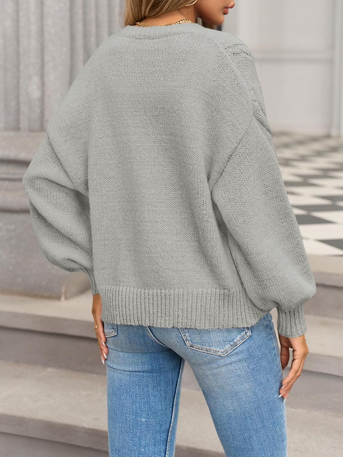 Yousify Womens Open Front Cardigan Sweaters Casual Cable Knit Long Sleeve Button Down Chunky Loose Fall Sweater - Image 3