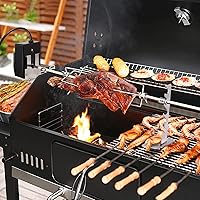 Vista 4 de Dreyoo Kit de parrilla universal para asador, kit de asador giratorio automático de 360° con motor de 120 V 4 W, varilla de asador de 28 pulgadas, 2
