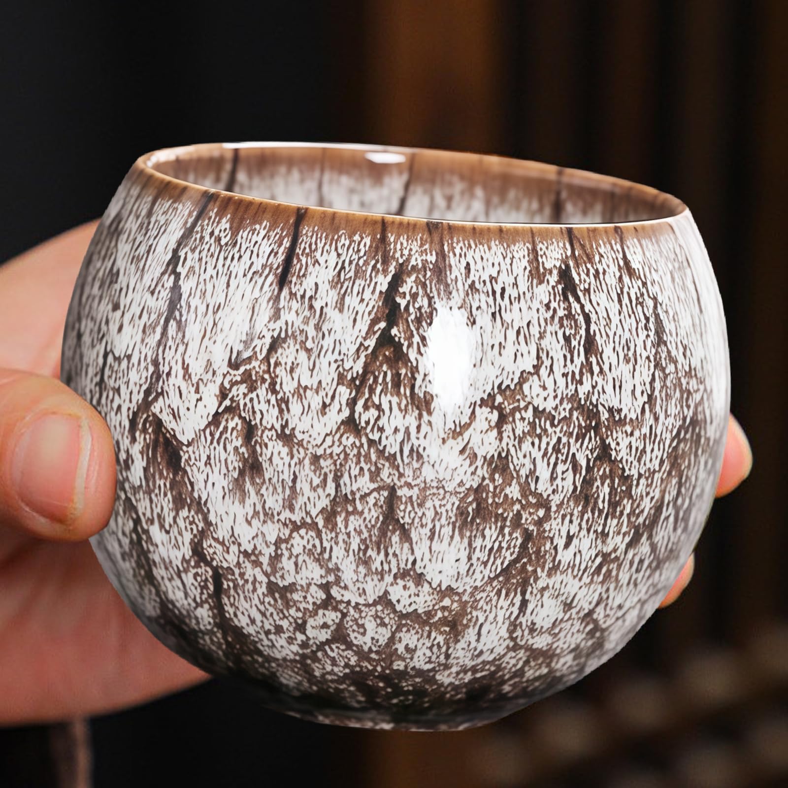 Juego de 5 tazas de café de cerámica, hechas a mano, de porcelana, de pared gruesa, sin asa, 150 ml, para café expreso, té