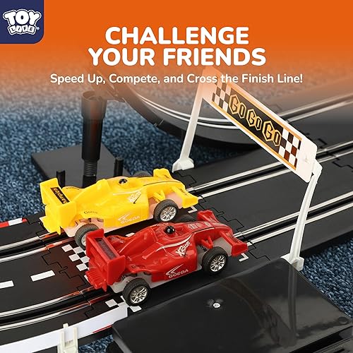 Miniatura 4 de Pista de Carros para niños de 4 a 12 años, 20 pies, 2 jugadores y 4 carriles con 2 autos RC a control de velocidad, juguete de circuito de carreras