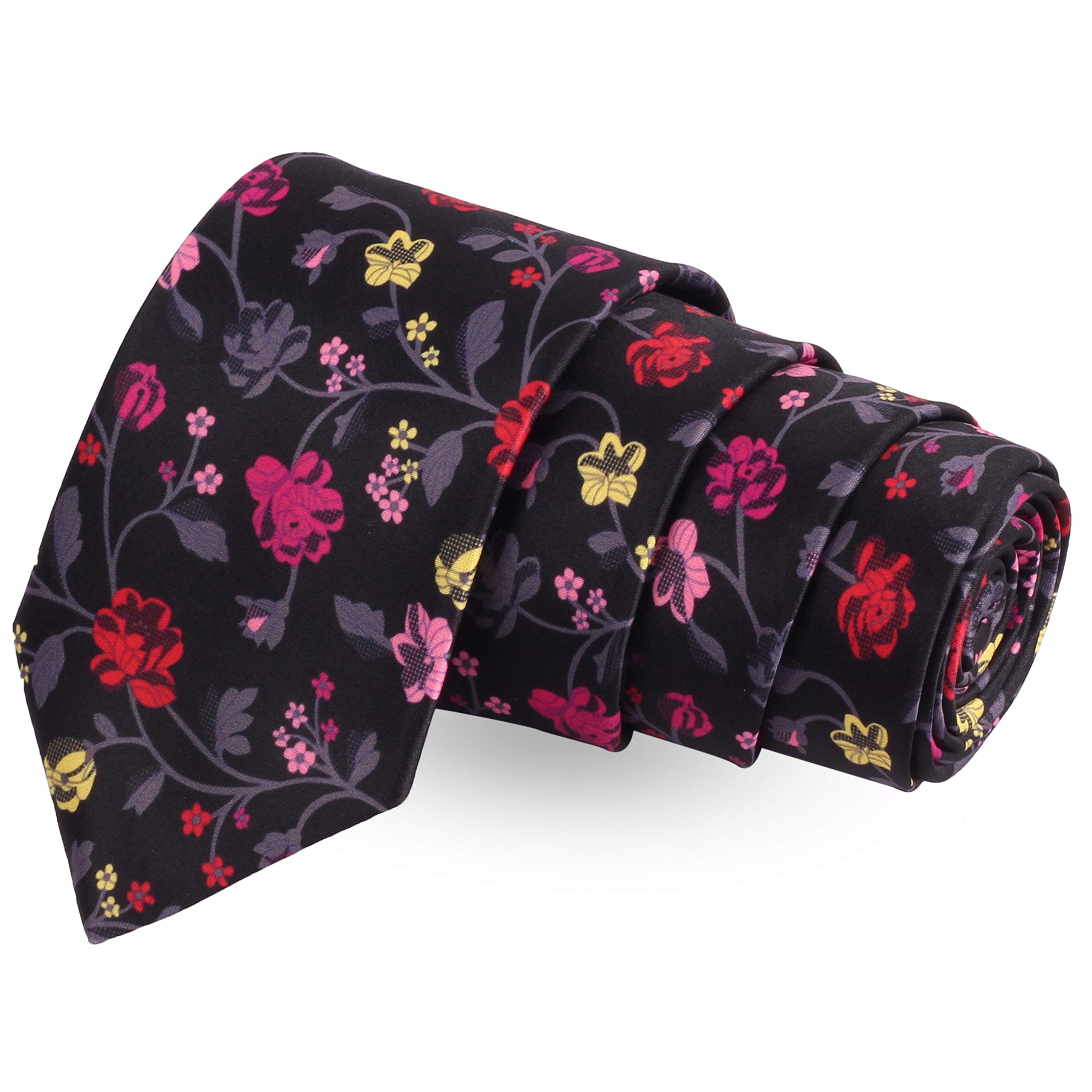 peluche The Floral Vine Black Colored Microfiber Necktie For Men-picture-47
