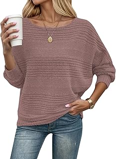 Sponsored You’re seeing this ad based on the product’s relevance to your search query.Learn more about this advertisement WNEEDU Women's Autumn Knitted Jumper Thin Batwing Sleeve Ribbed Pullover Long Sleeve Ship Collar Loose Jumper Sweater Long Sleeve Sweatshirt Cuddly Soft Casual
