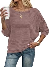 WNEEDU Pull Femme Chic et Elegant Fin Automne Hiver Manches Chauve Souris