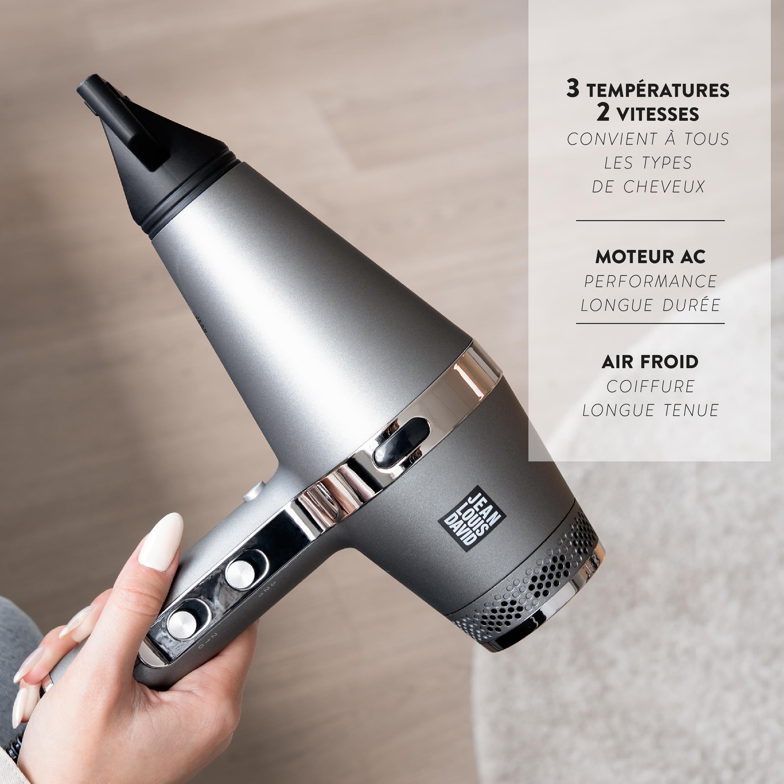 JEAN LOUIS DAVID - INFRAPROTECT 2200W - Infrarot-Technologie - Schnelltrocknend - Professionelles Gerät - 3 Temperaturen, 2 Geschwindigkeiten - 1 Konzentrator und 1 Diffusor