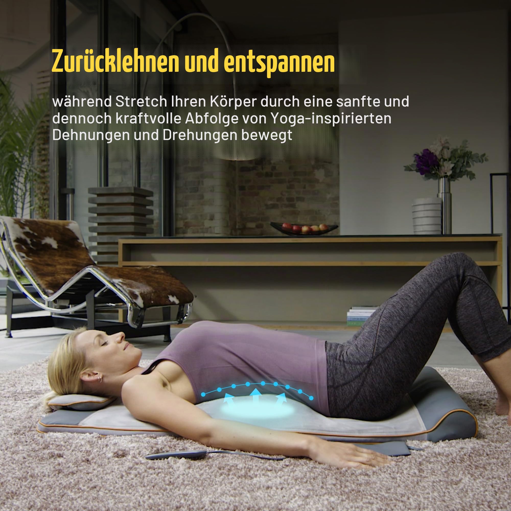 Homedics Stretch Stretchingmatte inspiriert durch Yoga, Yogamatte Gymnastikmatte Fitnessmatte mit 7 Luftkammern für Fitness und Entspannung, Dehnung der Muskulatur und Verbesserung der Beweglichkeit