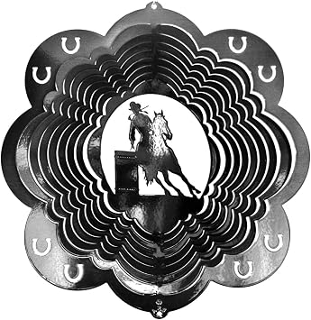12" Stainless Steel Wind Spinner - Barrel Racer - Black Starlight