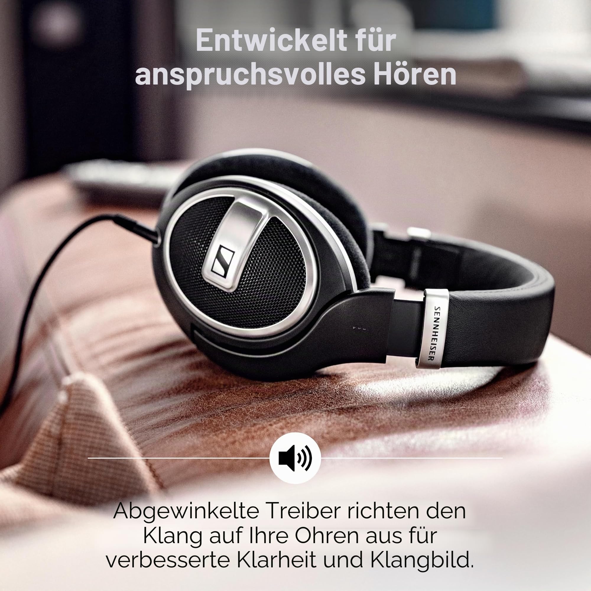 Sennheiser HD 599 SE – Offene Kopfhörer mit Premium-Design, natürlich ausbalanciertem Klang und hohem Kopfhörer mit Kabel für Musik, Gaming, Schule und Arbeit, Schwarz