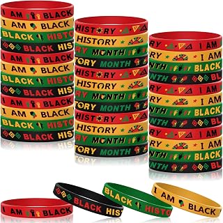 Capoda 100 Pieces Black History Month Silicone Bracelets Black History Month February Bracelets Black History Month Wristbands Black Freedom Day Bracelets Black History Month Gifts for Adults Teen