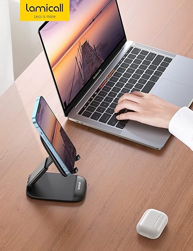 Miniatura 7 de Lamicall Soporte de teléfono celular para escritorio - Altura ajustable Soporte plegable para teléfono móvil, soporte portátil para iPhone 17, 16,