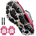 Crampons Ice Cleats Traction Snow Grips for Boots Shoes Women Men Anti Slip 19 Stainless Steel Spikes Safe Protect for Hiking Fishing Walking Climbing Mountaineering