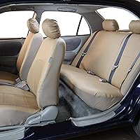 Vista 4 de FH Group PU001114 + F11306 - Juego completo de fundas de asiento de piel sintética (beige) - Ajuste universal para automóviles, camiones y SUV