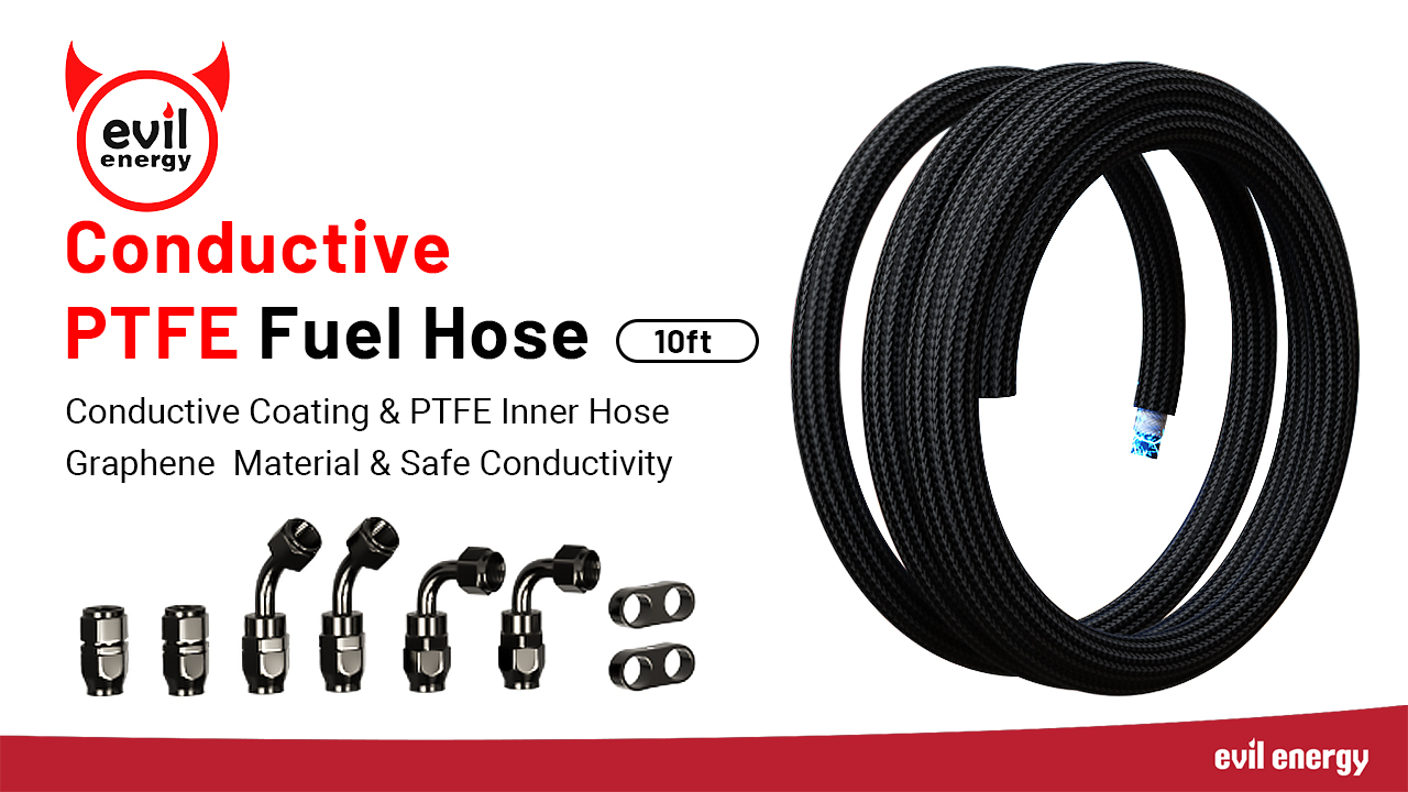 EVIL ENERGY Conductive 6AN PTFE Fuel Line Kit,Antistatic E85 Nylon Braided PTFE Fuel Hose 20FT AN6 Fuel Line Hose Kit 5/16inch ID