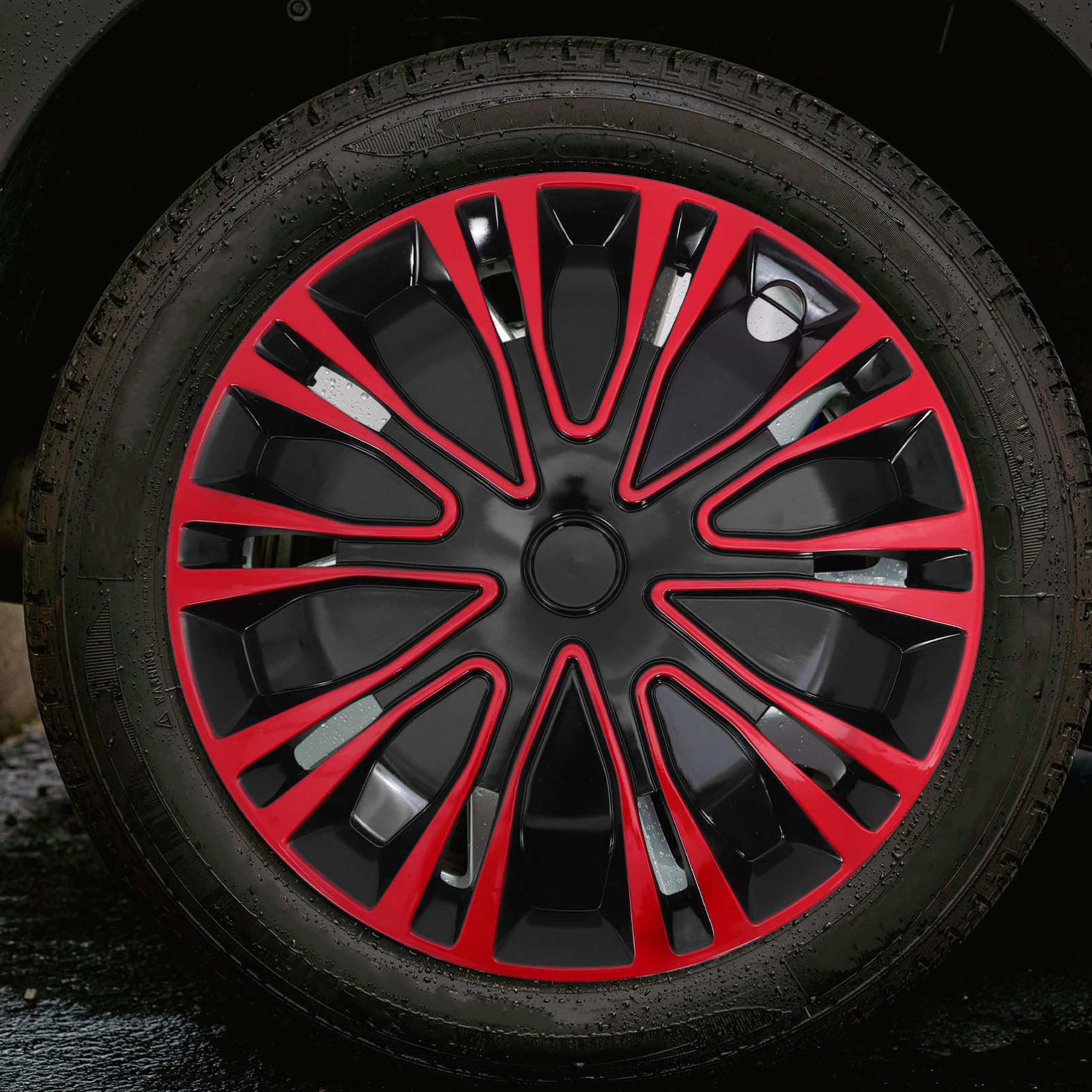 Enjoliveurs Universels Pour Jantes 14 Pouces - Protection Et Décoration De Roues - Facile à Installer - Couleurs Rouge Et Noir