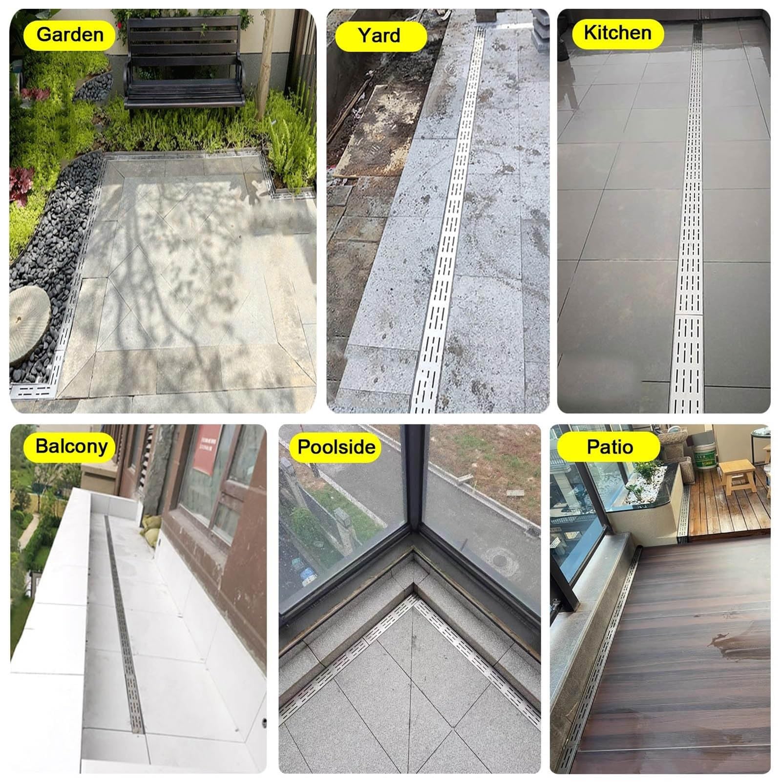 Canal Drenaje Perfil Fino Rejilla Desague Jardin Canal | Con Rejilla Extraíble para Entradas Garaje Patios Y Balcones(100x5x5cm)