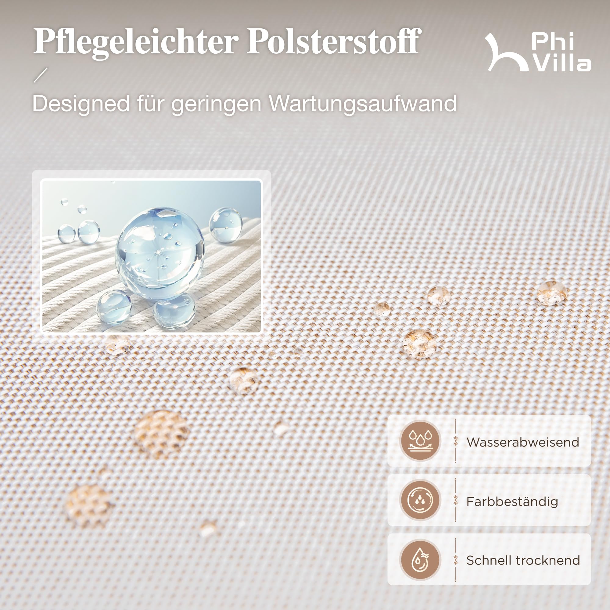 PHI VILLA 3-teiliges Bartisch mit Barhocker Set, Outdoor Barmöbel Garten Bartisch Set mit Rattan Hocker und Tischplatte in Holzmaserung, Bar Tisch mit 2 Stühlen für Terrasse