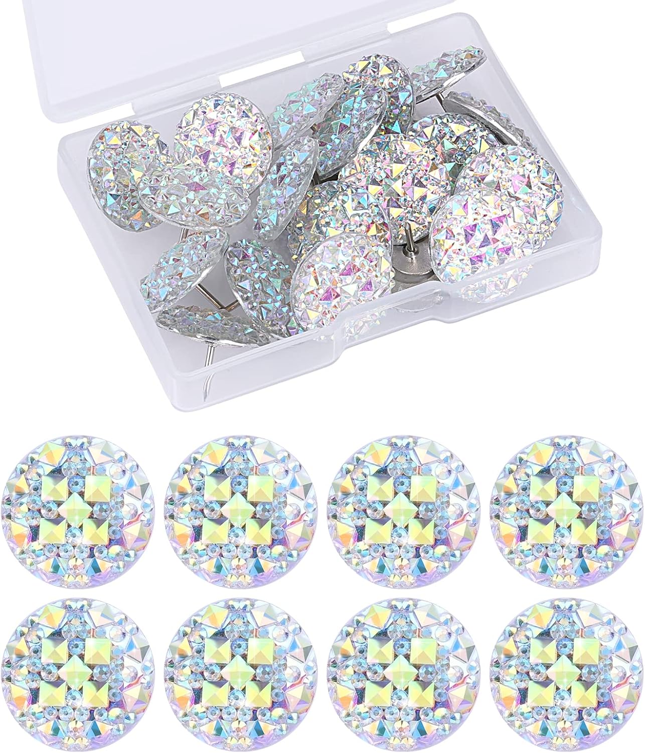 AIEX Thumb Tacks Decorative, 20pcs Push Pins with Stainless Steel Point, Cubicle Decorations for