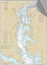 Decorative Wall Chart, Upper Chesapeake Bay Nautical, 34 x 24 Inches, Peel & Stick, No Frame Necessary