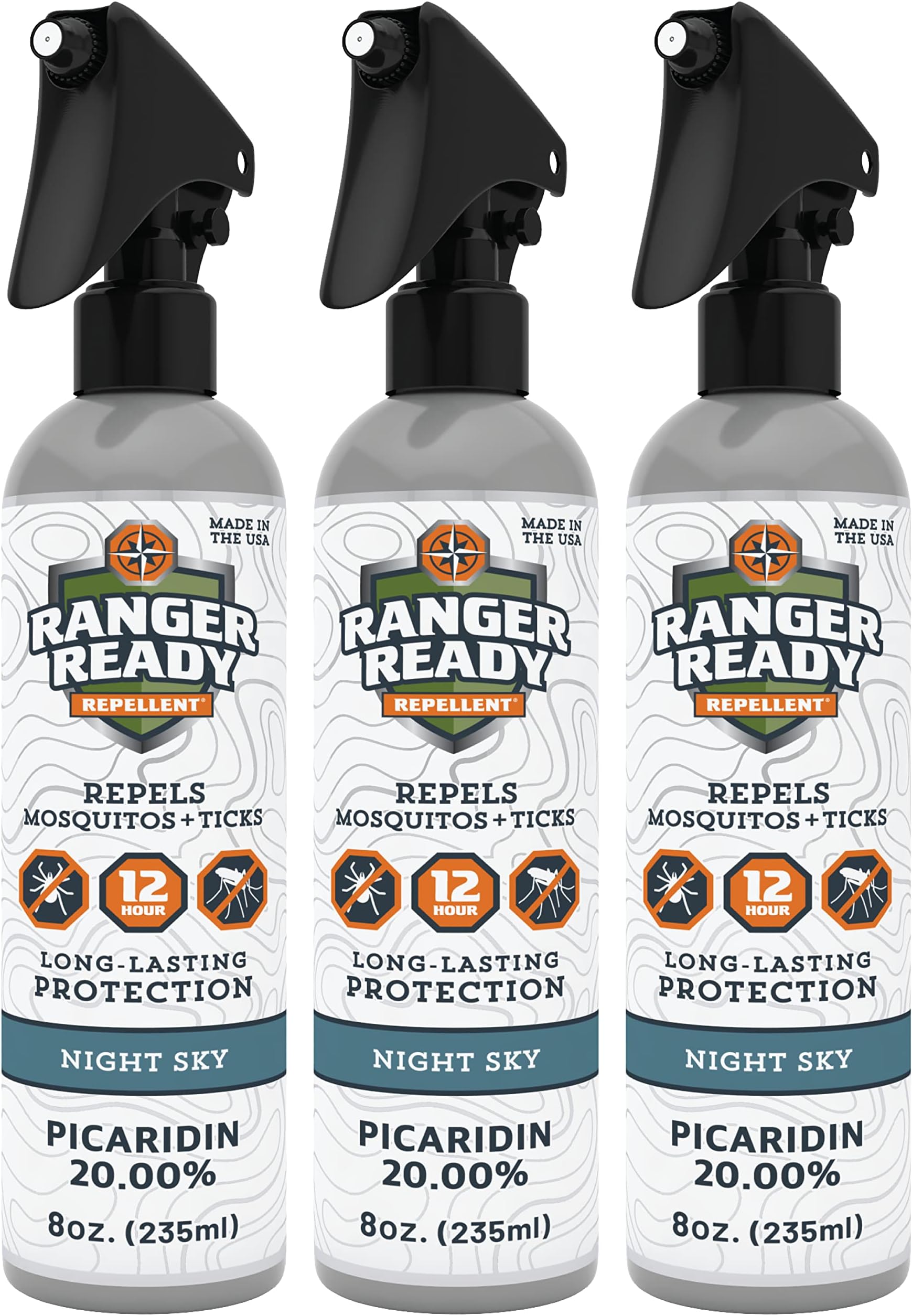 Ranger Ready Repellents Picaridin 20% Tick & Insect Repellent, Night Sky Scent Deet-Free Bug Spray, 8 Oz. (Pack of 3)