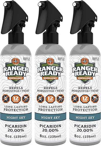 Miniatura 1 de Ranger Ready Repellents Picaridin 20% repelente de garrapatas e insectos, aroma de cielo nocturno, espray antiinsectos, 8 onzas (paquete de 3)