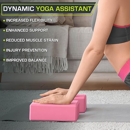 Miniatura 5 de Bloques de espuma para yoga de ProSource, set de 2, alta densidad, tamaño grande 9 x 6 x 4 pulgadas