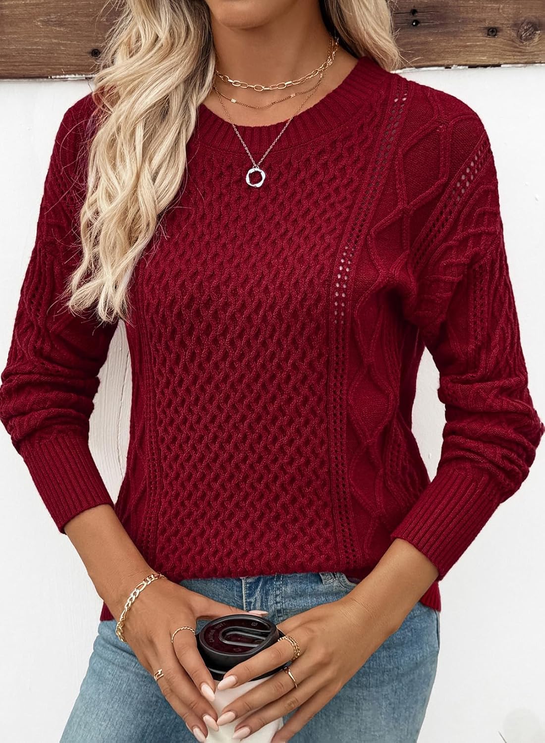 EVALESS Sweaters for Women Cable Knit Crewneck Pullover Sweater Tops Fall Winter Women's Clothing 2025 - Image 3