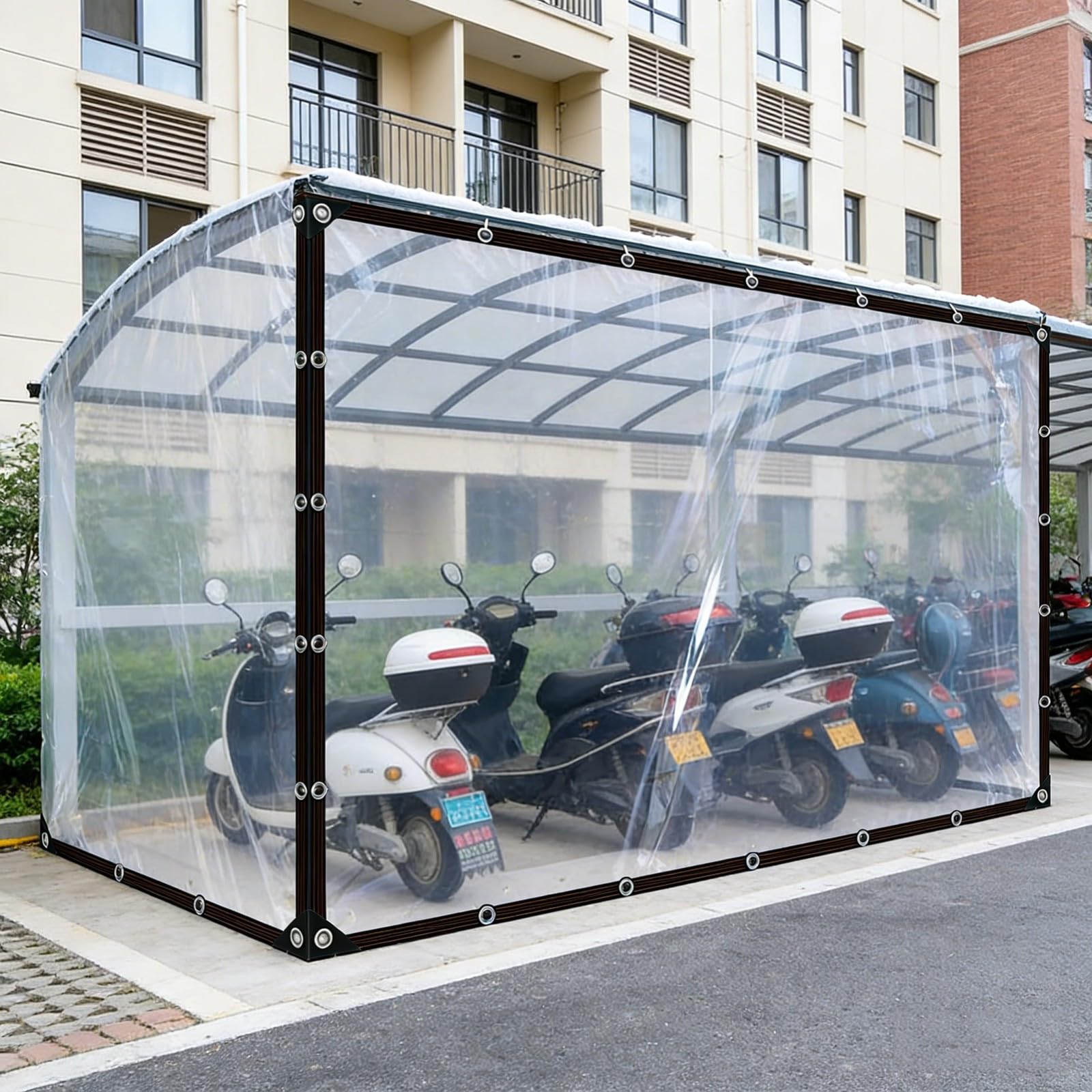 Lona transparente de PVC 3x3m con ojales para exterior impermeable
