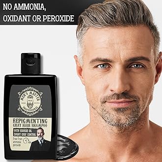 Master Repigmenting Shampoo for Men with Gray Hair | With Baobab Oil and Coloring in 5 Minutes | Provides Natural Light Gray Tone | Ammonia, Oxidant, Peroxide Free | 120 ml