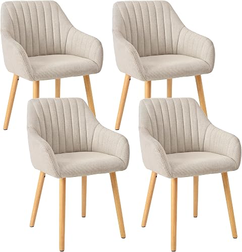Sillas tapizadas con reposabrazos, beige