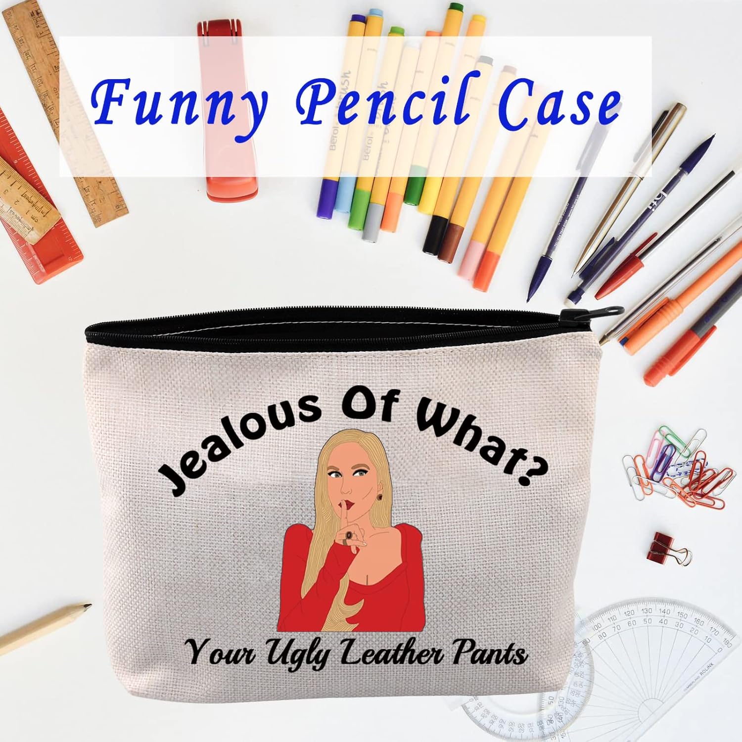 LEVLO Funny Housewives Gifts Jealous Of What Your Ugly Leather Pants Makeup Bags Housewives Party Gifts(Jealous Of What) - Image 8