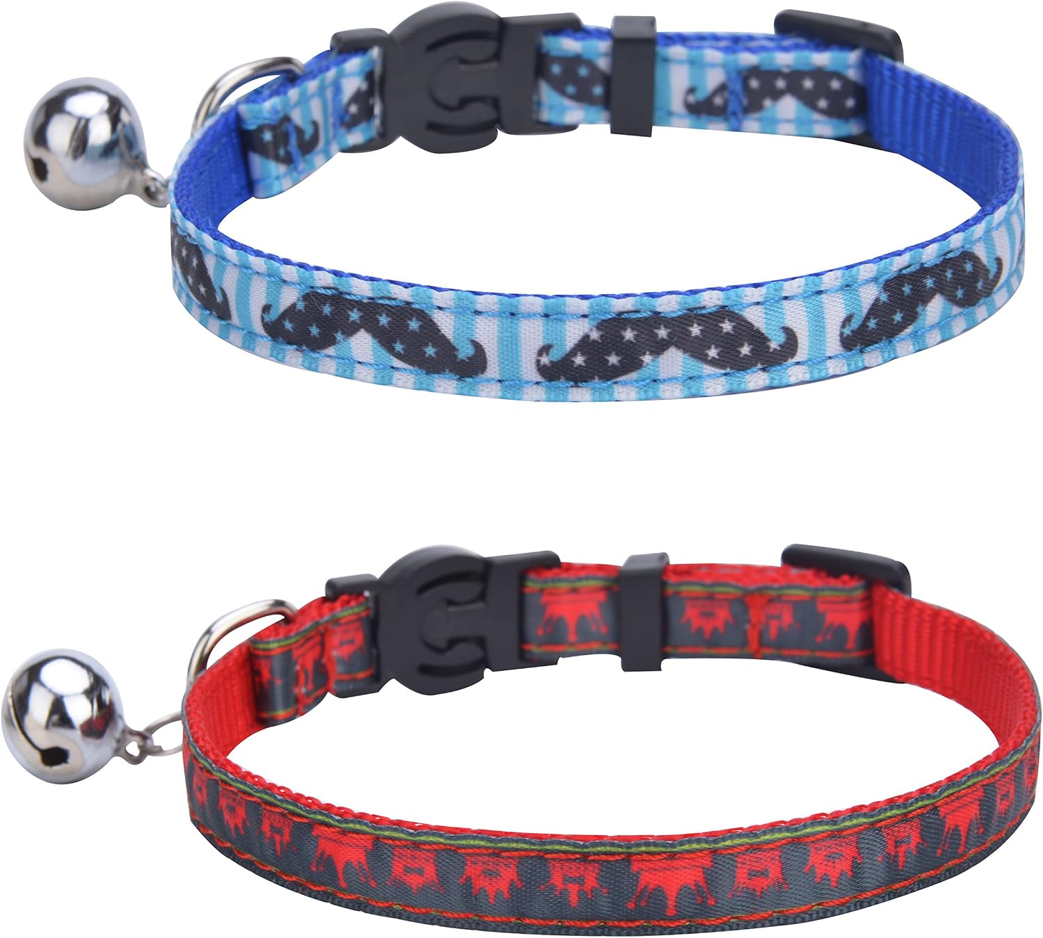 BINGPET 2 pcs/Set Nylon Adjustable Cat Breakaway Collar with Bell