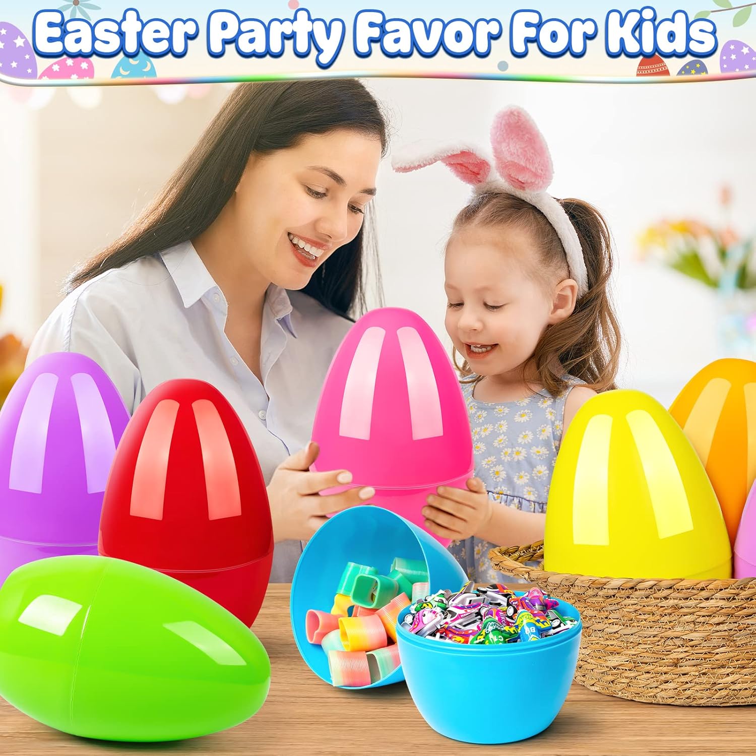 BainGesk 8PCS Jumbo Easter Eggs, 10" Large Plastic Easter Eggs, Empty Eggs for Easter Egg Hunt, Bulk Fillable Surprise Eggs, Basket Stuffers Fillers, Easter Party Favor for Kids