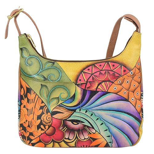 7021 Medium Shoulder Hobo, Women's Hand-Painted Genuine Leather Handbag