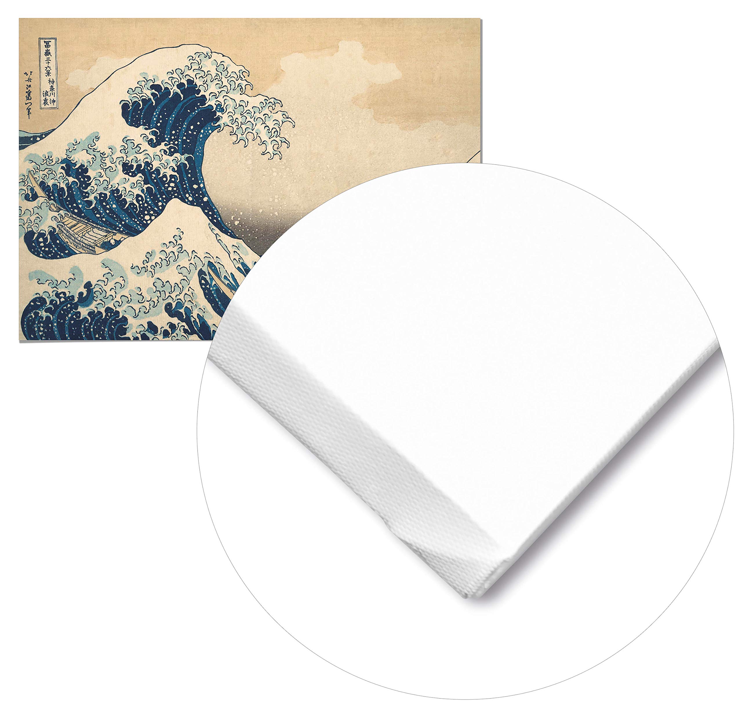 Panorama Lienzo Hokusai La Gran Ola de Kanagawa 100x70cm - Bastidor Incluido - Cuadros Decorativos para Salón - Decoración Moderna