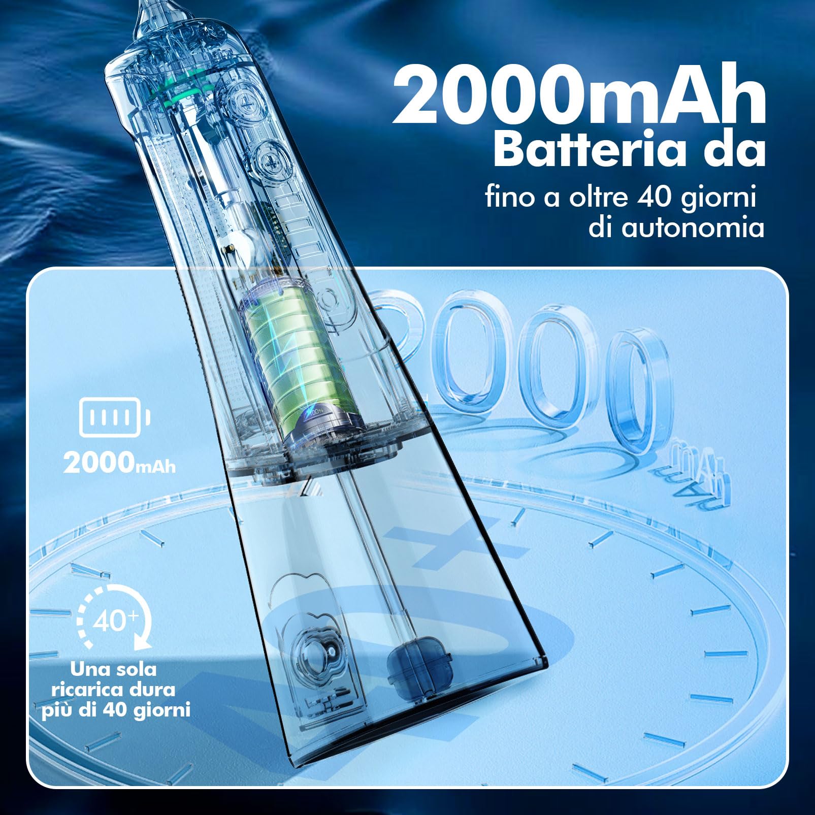 Water Flosser Elettrico Senza Fili con 4 Modalità e 4 Ugelli, Idropulsore Orale IPX7 Impermeabile, Serbatoio da 300ml, per Uso Domestico e da Viaggio - Nero
