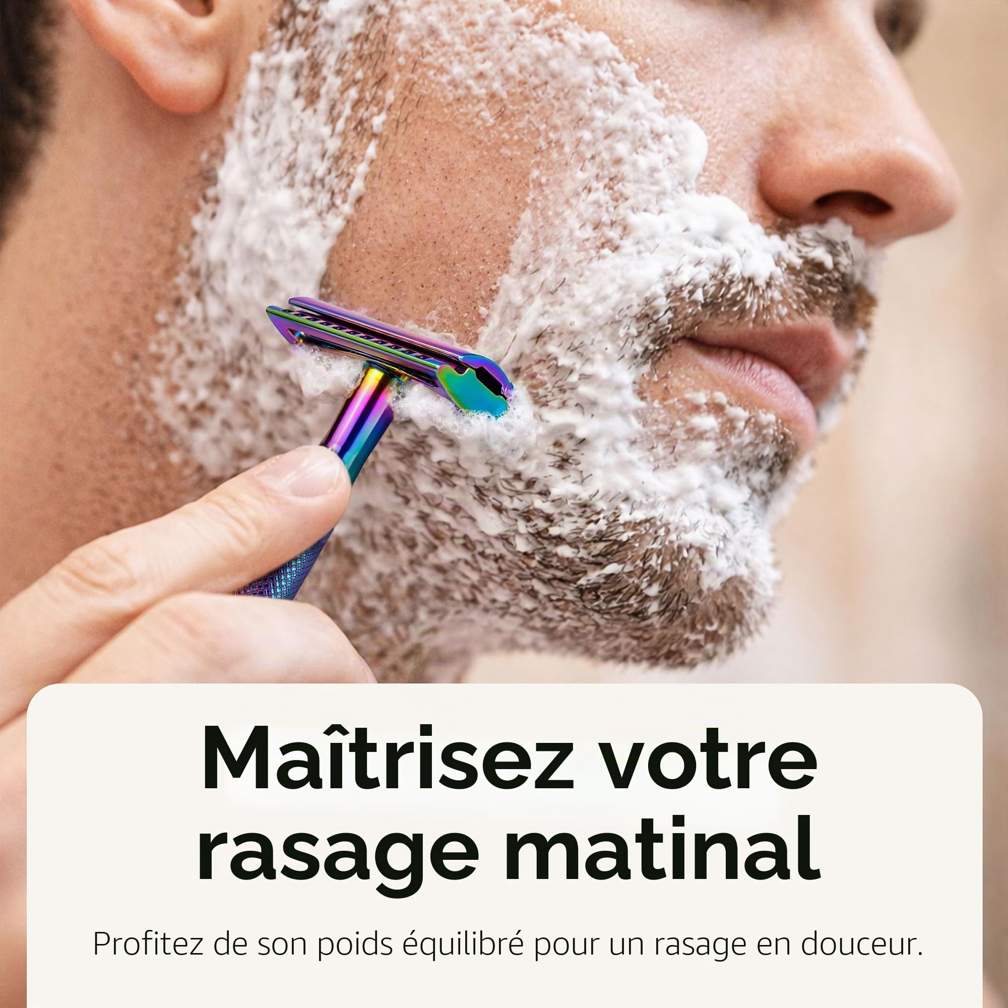 ZOMCHI Rasoir de sécurité pour femme, rasoir de sécurité à 10 lames, rasoir pour femme avec boîte délicate, sans plastique (rasoir arc-en-ciel sur pied)