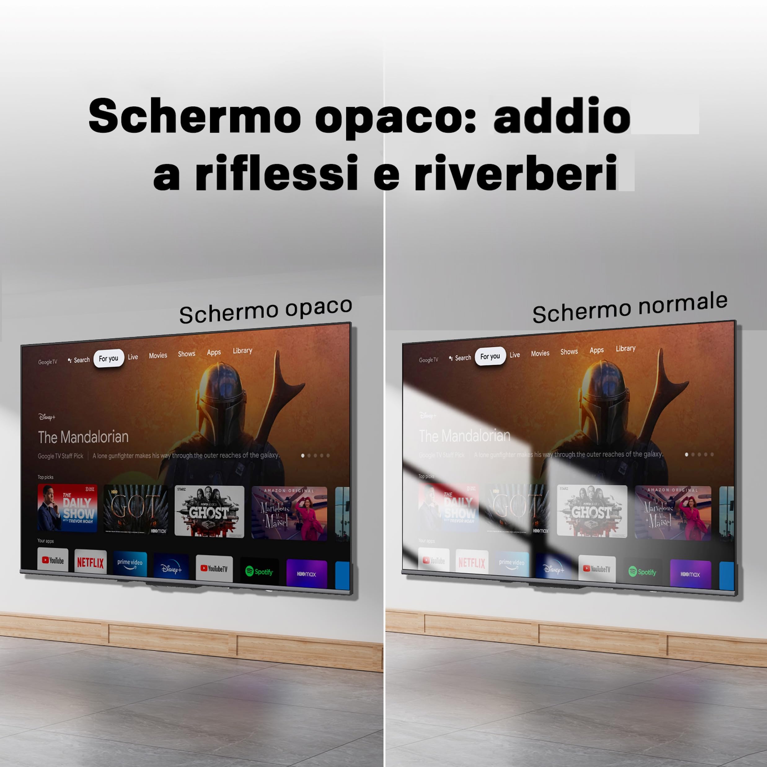 Metz Smart TV, MQE7600Z, 43", QLED, 4K, UHD, HDR 10+, Google TV, Matte Screen, Eye Care, Flicker-Free, Auto Ambient Light Sensor, HDMI, USB, Grigio