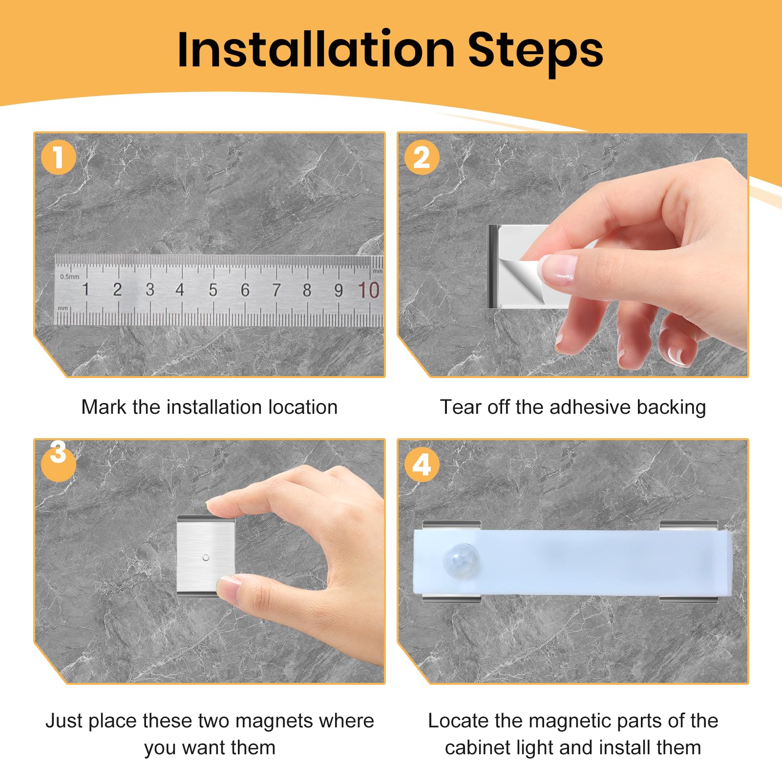 Under Cabinet Light Magnet stickys, Metal Adhesive Sheets（12PCS） — Amazon image 3