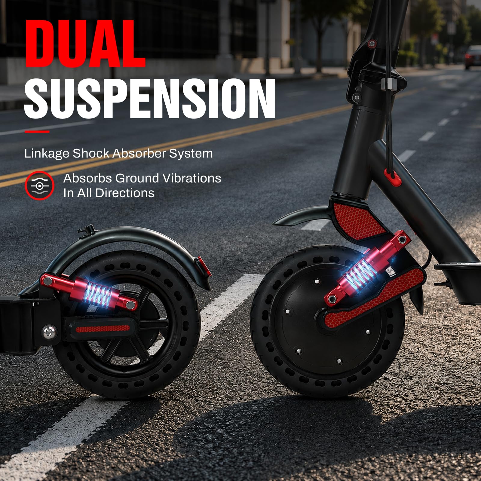HX D06 Monopattino Elettrico Adulto,Doppi ammortizzatori,Scooter Elettrico Pieghevole,Motore 500W,16/25ah,25 Km/h,30-70Km di Autonomia,8.5" Pneumatici Solidi,Freno posteriore,APP