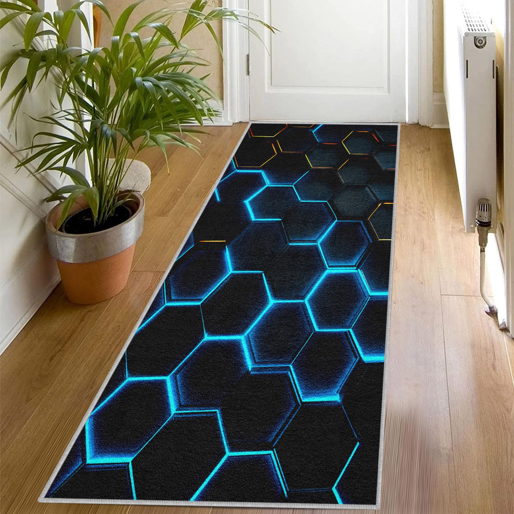 Tapis antidérapant lavable en machine à motif géométrique pour entrée