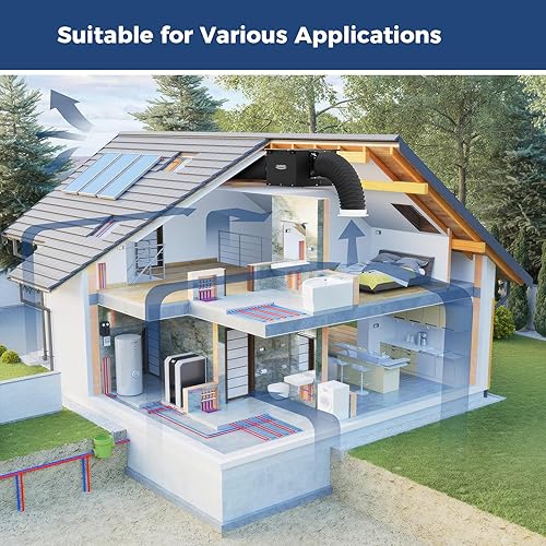 Miniatura 6 de ALORAIR - Ventilador de escape en línea de 4 pulgadas para baño ultra silencioso de 170 CFM para baño, ático, cocina, garaje, lavandería -