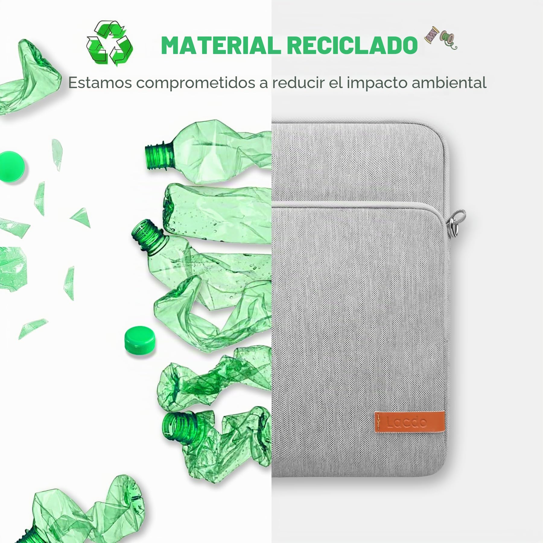 Lacdo Bolsa de Funda para Tableta para 11" iPad A16 2025, 11" iPad Air M4 M3 M2 2026-2024, 11" iPad Pro M5 M4, 10.9" 10.2" iPad, 10.9" iPad Air, 10.5" iPad Pro, iPad Air 3 2, Galaxy Tab A9+, Gris