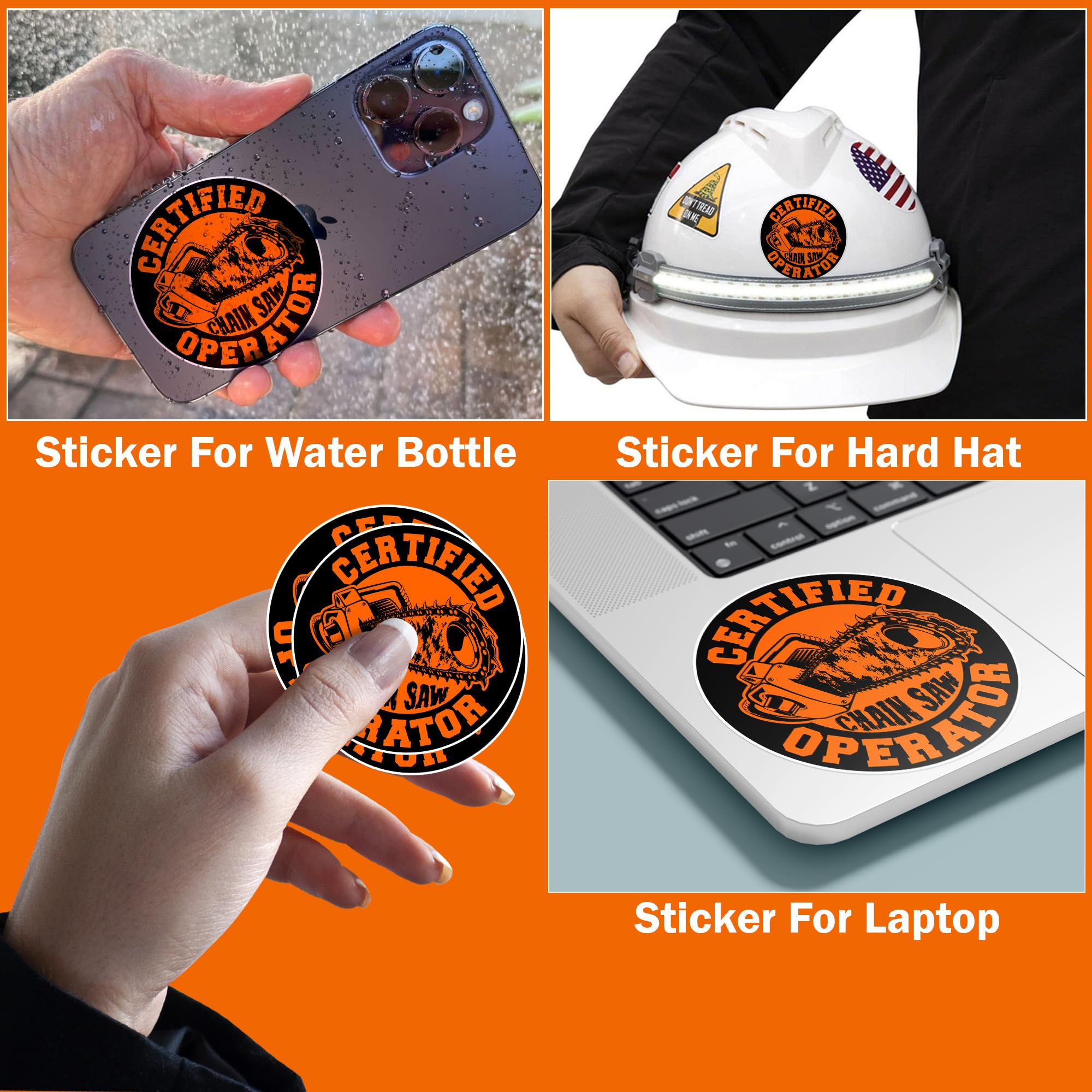 (3PCS) Certified Chain Saw Operator Funny Hard Hat Stickers Motorcycle Welding Helmet Decals Toolbox Welder Laborer Foreman Die-Cut Waterproof Vinyl Sticker for Hard Hat Laptop Water Bottle Phone Case