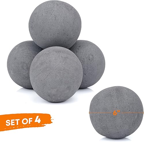 Miniatura 28 de Stanbroil Bolas de cerámica – Piedras redondas de fuego de 5 pulgadas para hoguera y chimenea – Juego de 6, color gris