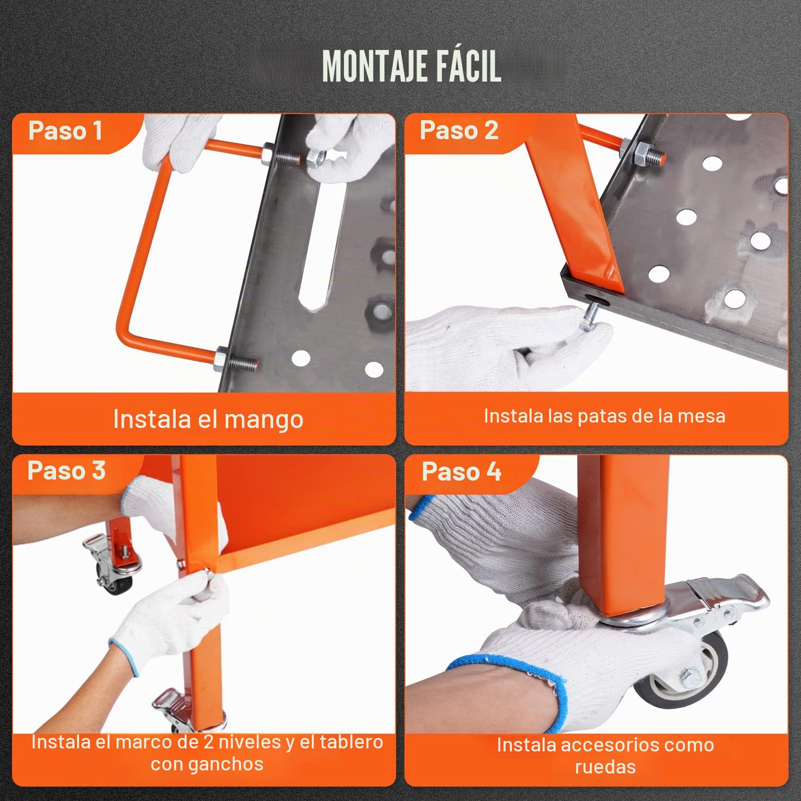 VEVOR Mesa de Soldadura de 91,4 x 45,7 cm Banco de Trabajo de Soldadura Carga de 544 kg de Acero sobre Ruedas con Freno, 2 Niveles 4 Ranuras de Herramientas, Orificios para Fijaciones de 1,6 cm