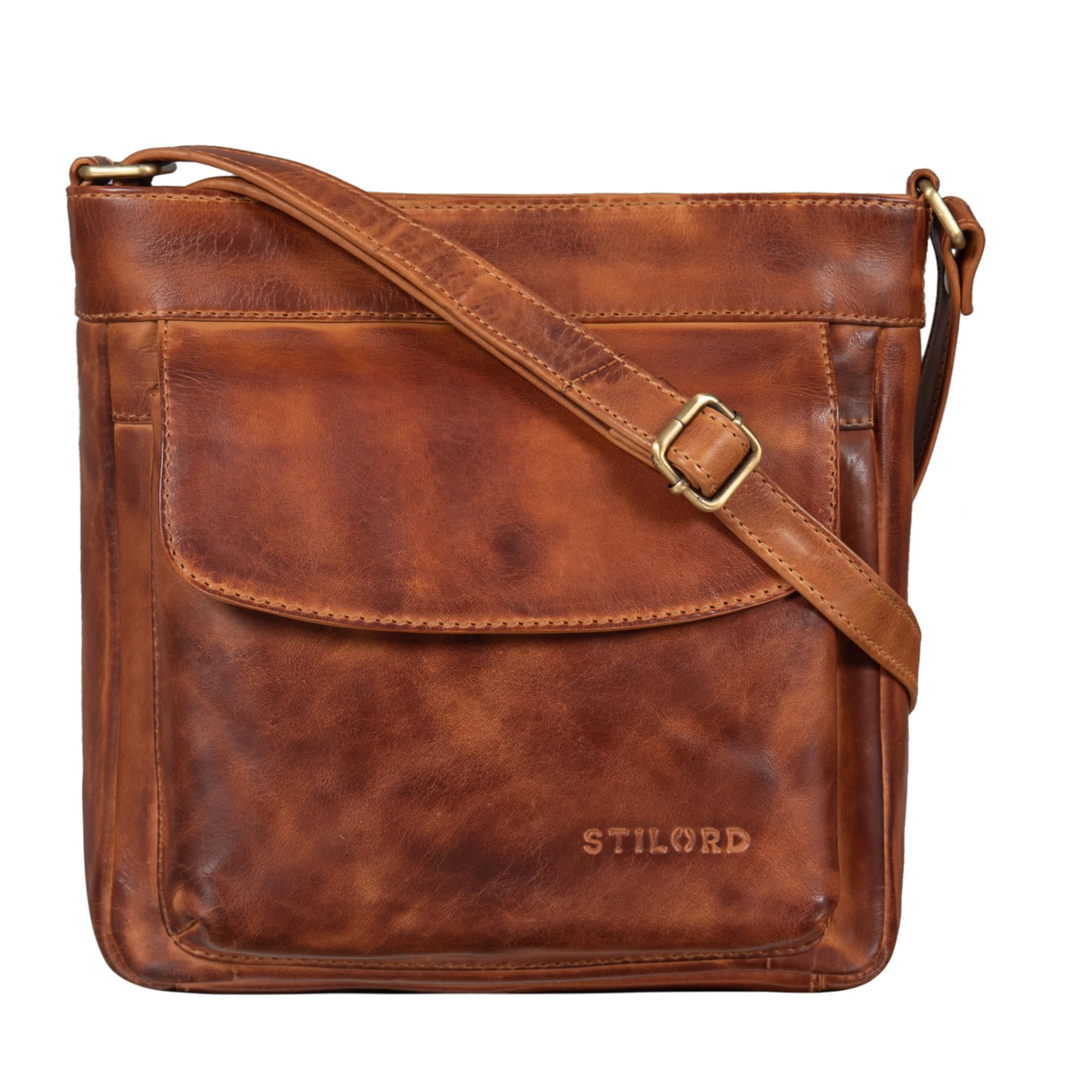 STILORD Melina Vintage Damen Ledertasche Kleine Umhängetasche für Frauen Elegante Schultertasche Handtasche zum Ausgehen Freizeit Abendtasche Leder Farbe:larino - braun