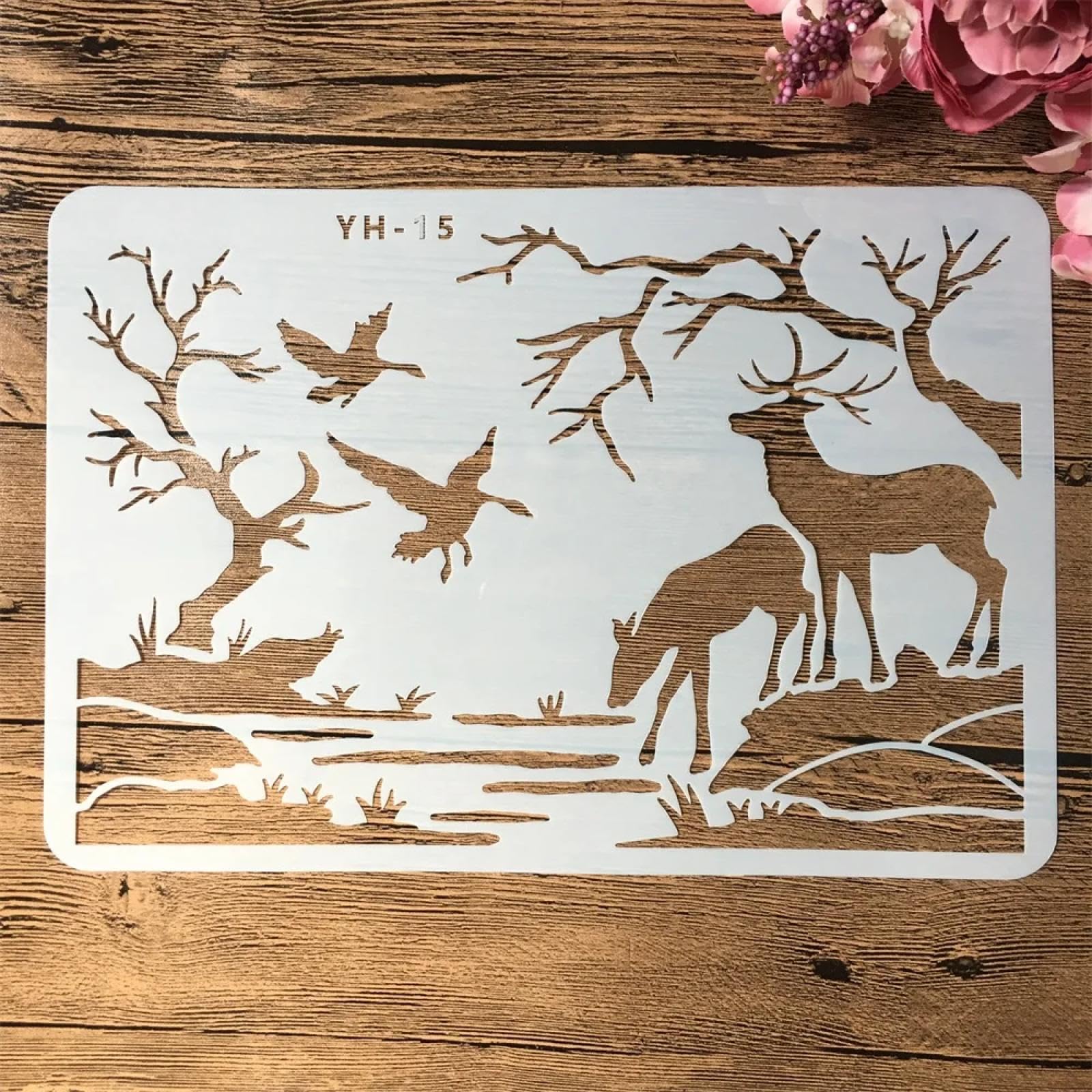 Stencil riutilizzabili, 16 pezzi, formato A4, 29 cm, stencil per pittura su legno, decorazione da parete per la casa