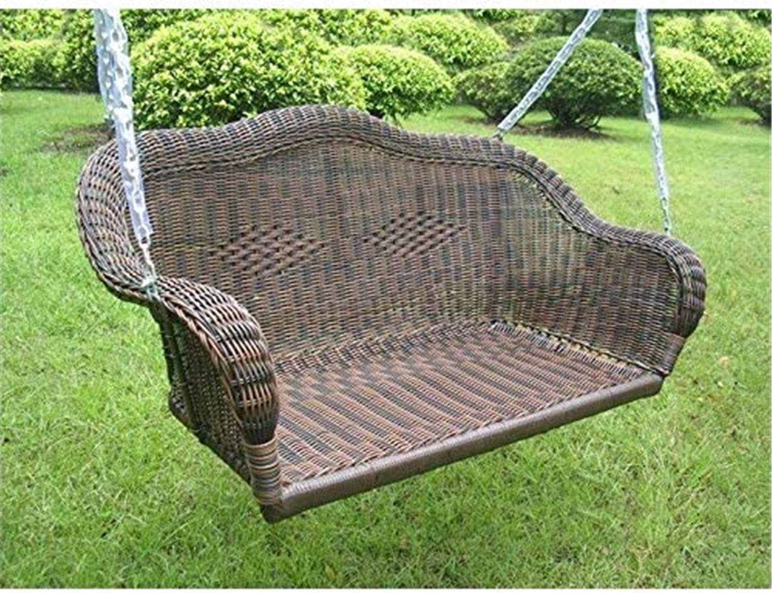 International Caravan 3183-MO-IC Furniturepiece Resin Wicker Hanging Loveseat Swing
