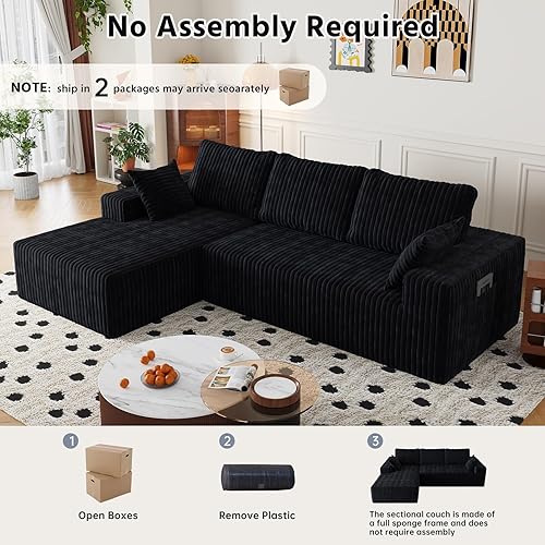 Miniatura 4 de Sofá modular Cloud de 108 pulgadas con diván en forma de L, sofá modular moderno de 4 asientos con asiento profundo, sofás tapizados para sala de